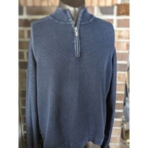 Tommy Bahama Sweater Mens Sz L Cotton 1/4 Zip Knit Blue 100% Cotton 90s Style